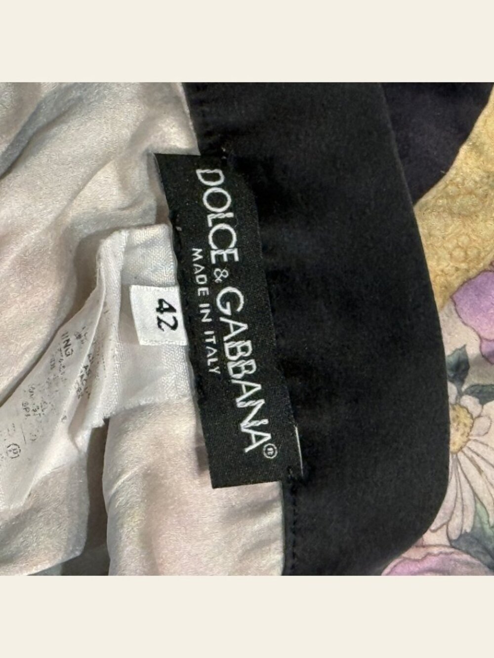 Dolce & Gabbana Floral Print Stretch Silk Mini Skirt Navy Gold Hem IT 42 US 8 - Picture 5 of 7